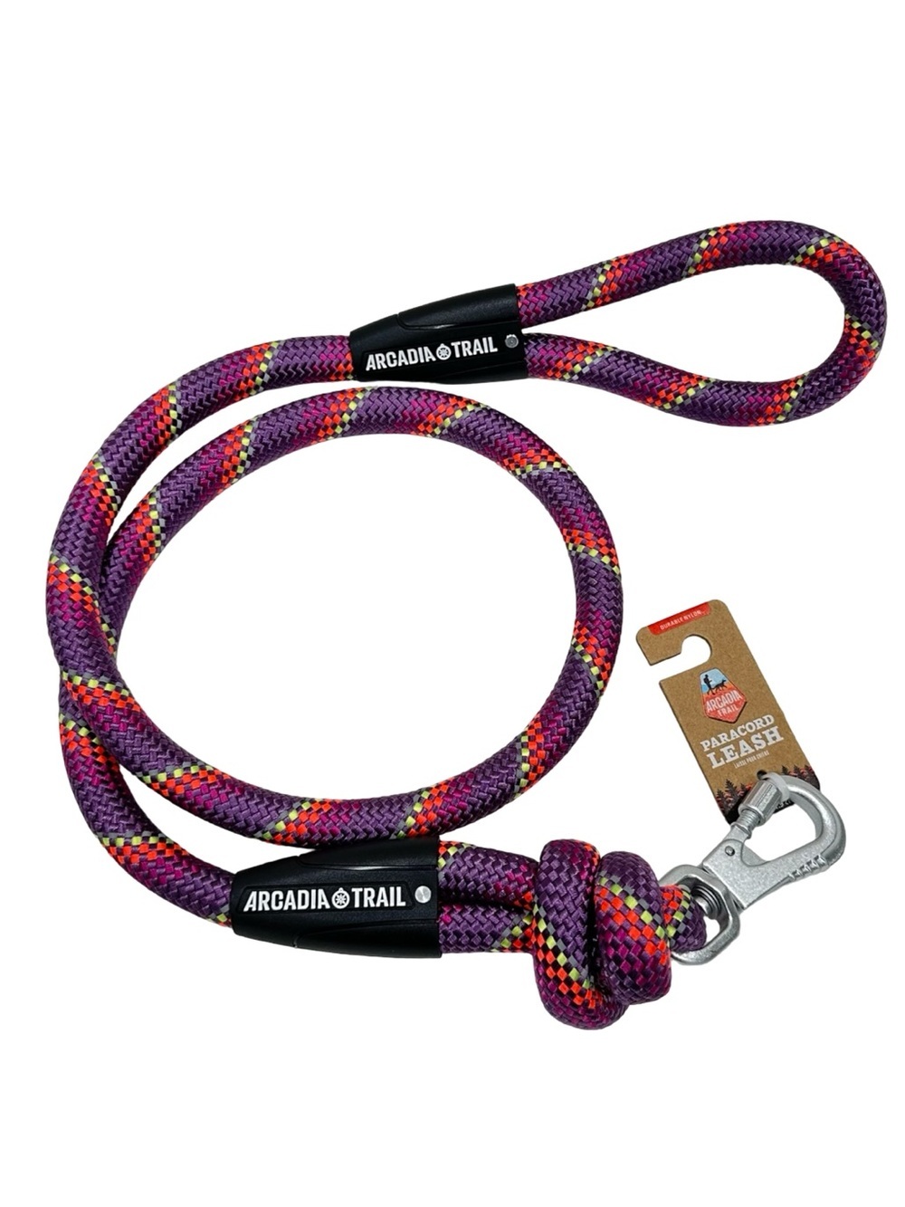 Arcadia Trail Purple Paracord Dog Leash 4ft Heavy Duty Durable Nylon NWT